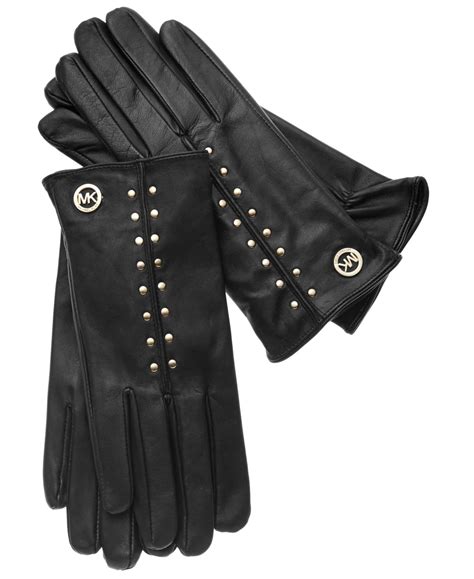 michael kors black leather studded gloves|studded leather gloves.